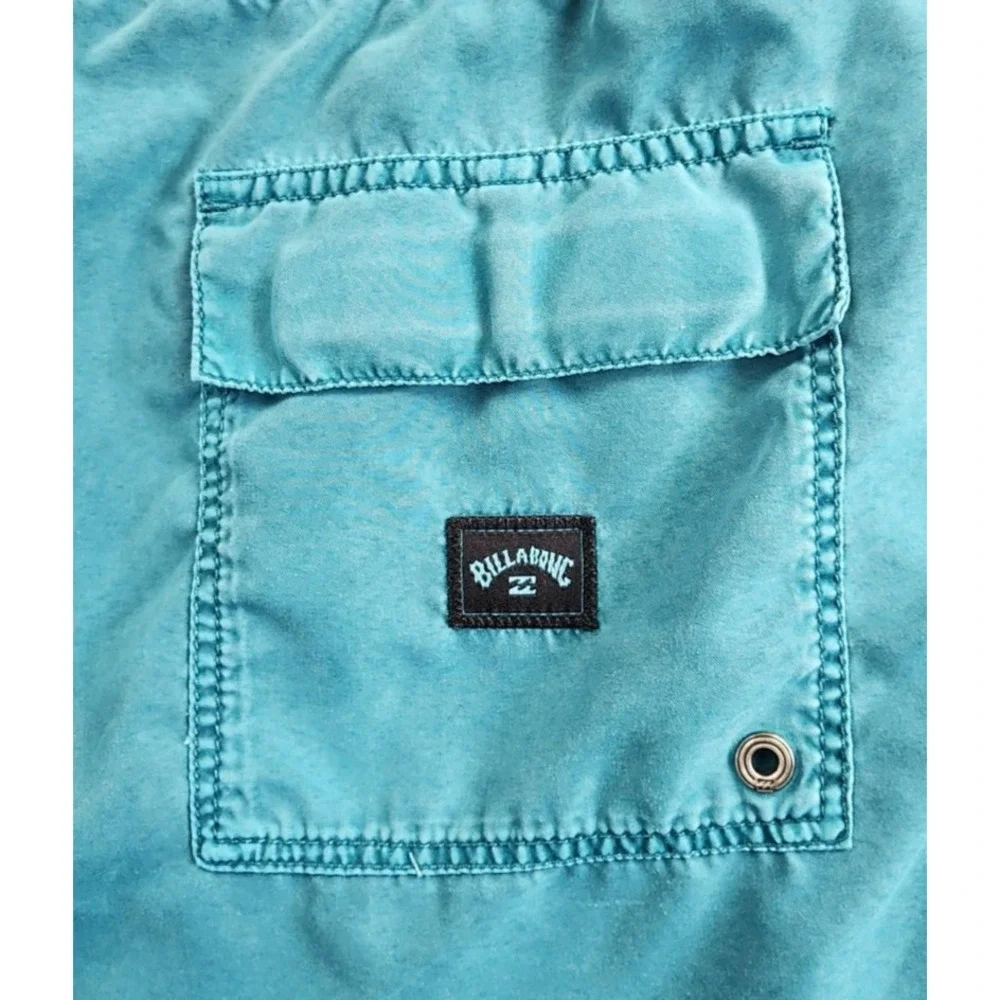 Billabong Men's Teal Blue Swim Trunks Elastic Waist Drawstring‎ Pockets XL